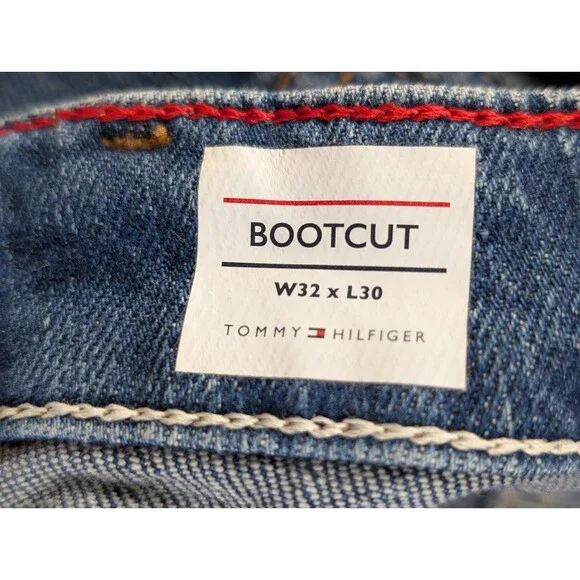 Tommy Hilfiger High Waist Bootcut Jeans Womens 32X30 Blue Denim Patch Pocket - Picture 8 of 14